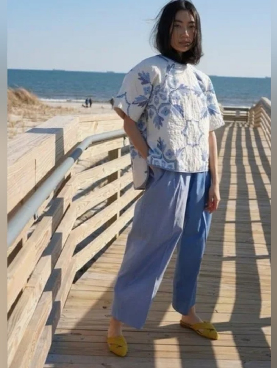 Proche Two-Tone Light And Medium Blue Sunday Wide Leg Pants, Cotton, Nwt, Xs/S — image 4 of 8